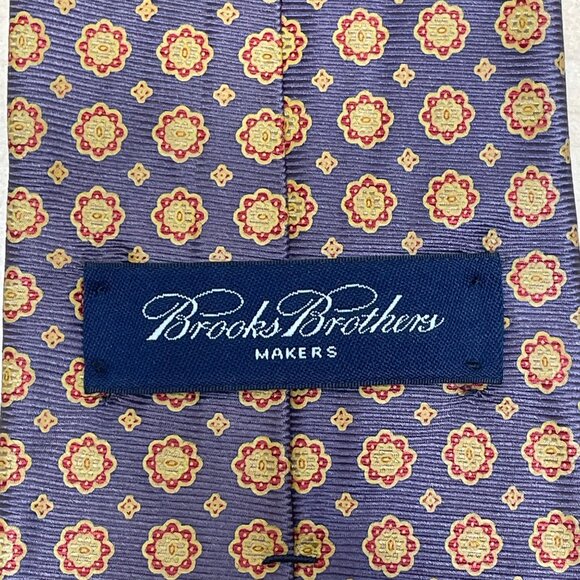 Vintage Brooks Brothers Purple Silk Floral Patterned Tie Business Accessory - Picture 2 of 7
